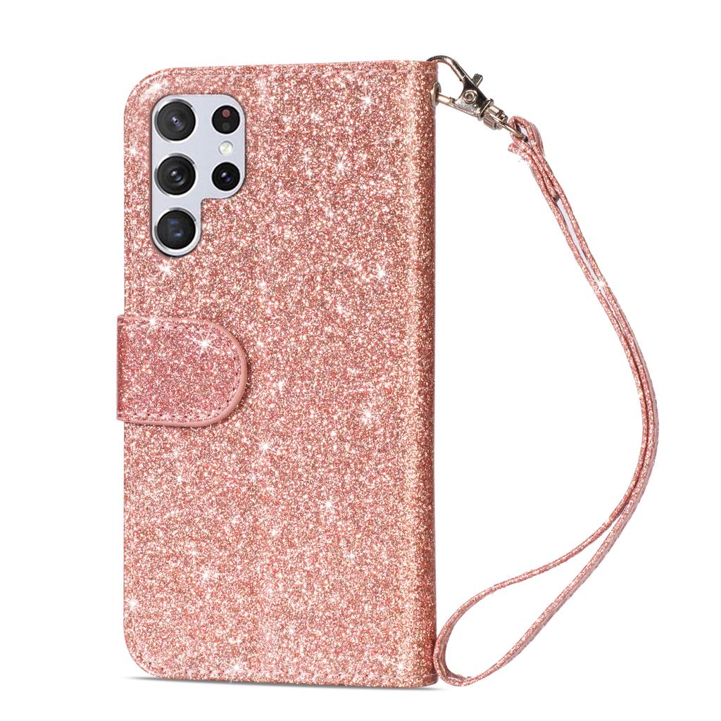 Чехол-книжка с блестками из кожи для Samsung Galaxy S26 S25 S24 Ultra S23 FE S22 S21 S20 S10 Plus Note 20 5G с молнией Кошелек Чехол для телефона