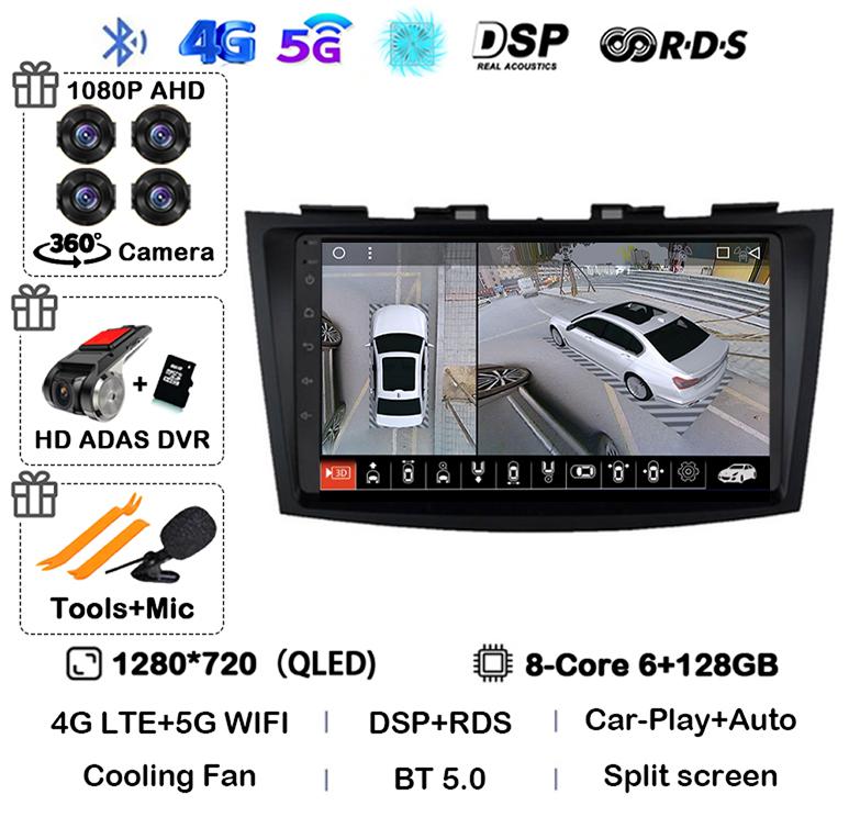 Android 14 Carplay Автомагнитола Для Suzuki Swift 4 2011 2012 2013 2014 2015 2016 Мультимедийный Видеоплеер Аудио GPS Стерео WIFI