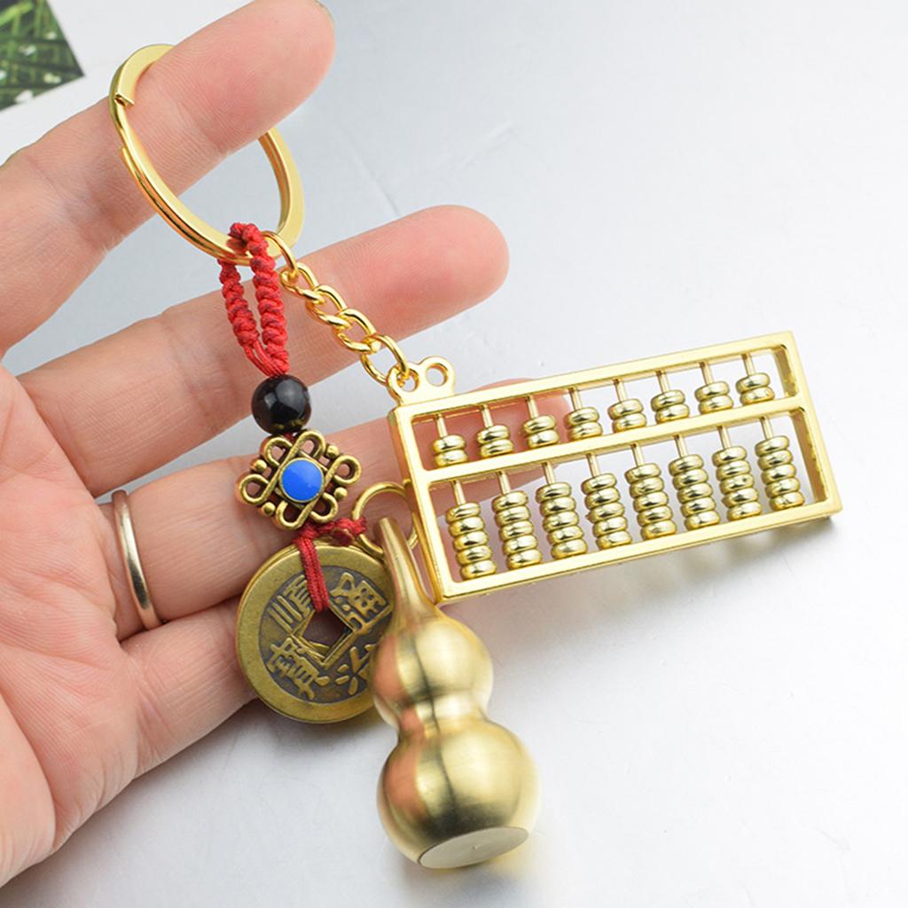 Элегантный латунный брелок Wu Lou Gourd, портативный брелок с подвеской из медной тыквы, стильный брелок, ювелирное изделие на удачу