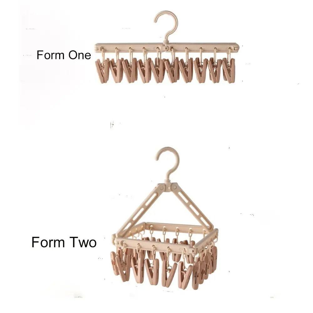 Складная вешалка для одежды с прищепками, вращающаяся, ветрозащитная, сушилка для нижнего белья, экономящая место, вешалка для носков, крючок, бытовая