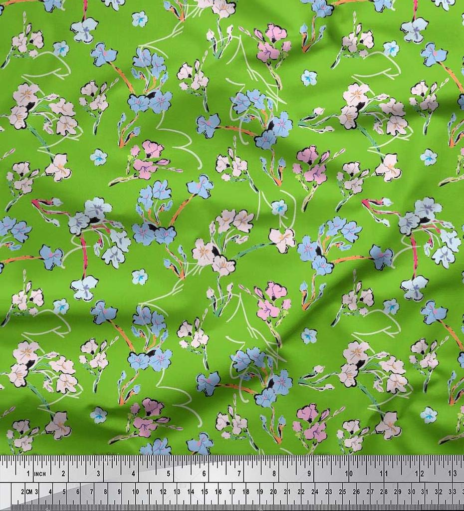 Soimoi Ткань японский креп-сатин, художественный цветочный принт, ткань по метрам 42 дюйма