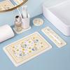 Diatomite Absorbent Pad Diatomaceous Earth Coasters Soap Dish Desktop Mat Tray for Bathroom Dining Room Flower Pattern Mats