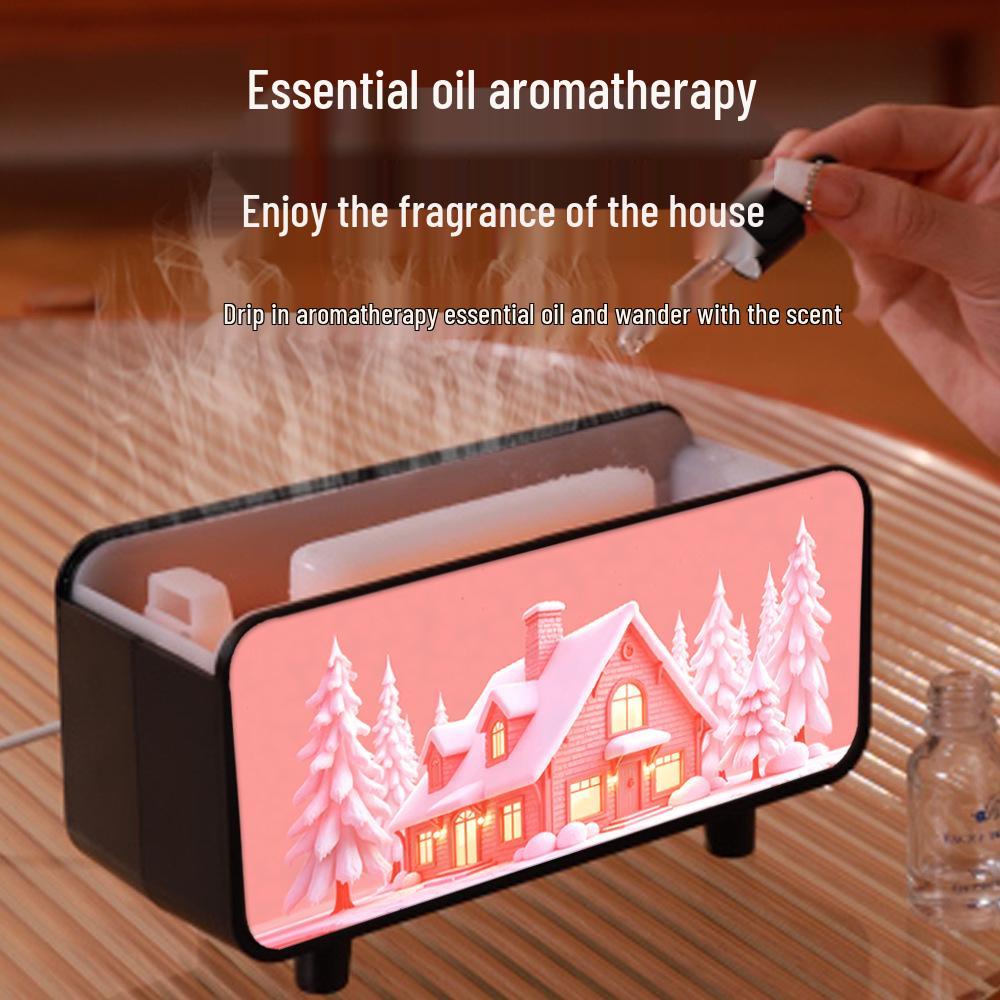 2025 Fireplace Flame Humidifier & Aroma Diffuser with Automatic Spray and Atmosphere Light for Home & Bedroom