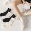 Ruffle Socks for Women 5pair /Lot Mid Crew Middles Tube Ankle High Breathable Black White Female Spring Autumn Sock
