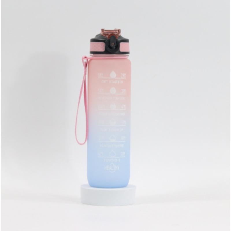 Plastic Sports Water Cup, Large Capacity 1L Outdoor Gradient Color Straw Space Water Cup