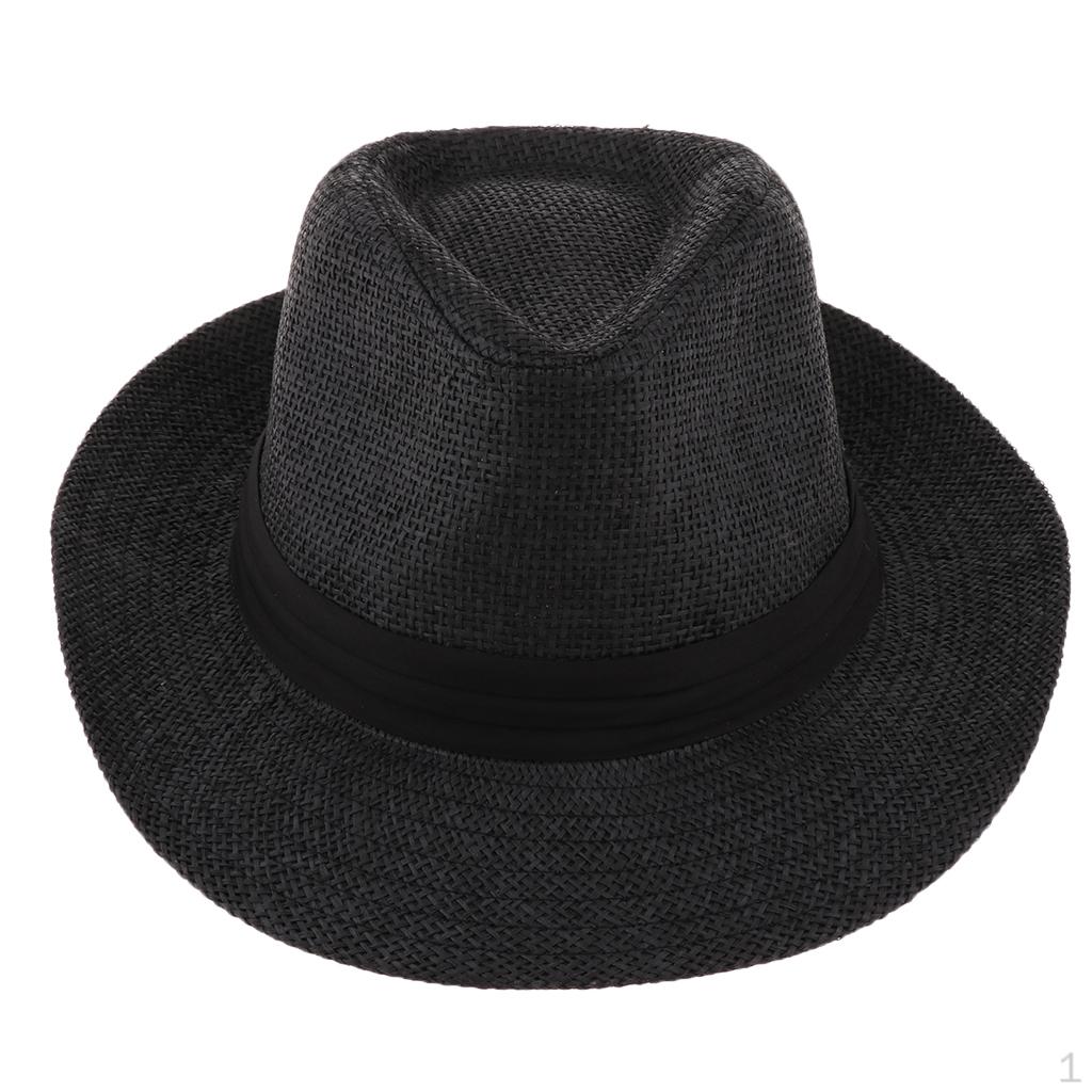 Adult Straw Panama Hat, Sombrero Fedora Trilby Cap, Wide Brim Sunhat, Fancy Dress Sunbonnet