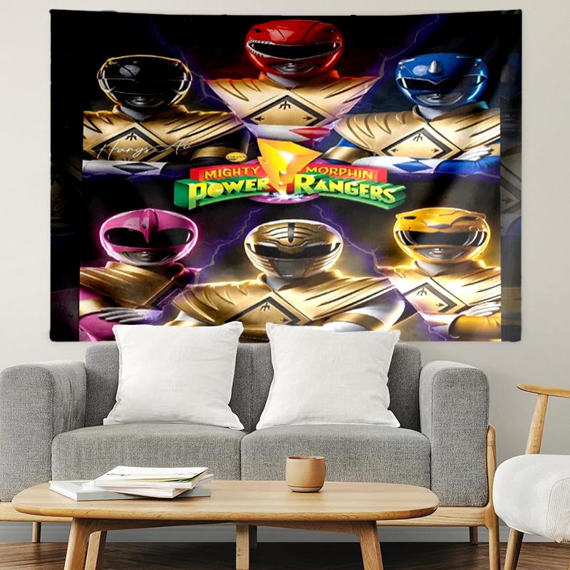 Mighty Morphin Power Rangers Print Tapestry, Lightweight Wall Hanging, for Bedroom, Dorm, Living Room, Home Art Decor - Birthday Christmas Gift for Fr
