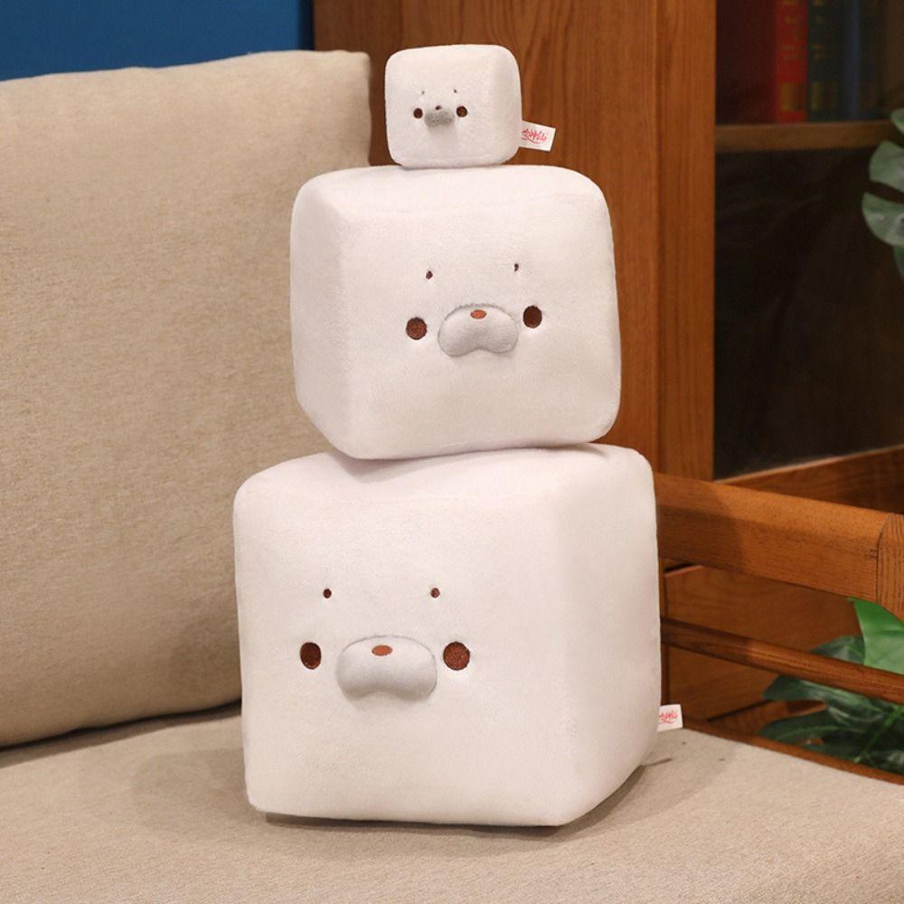Tofu-Shaped Plush Doll Toy Square Plush Keychain Durable Bag Charm Office Bedroom
