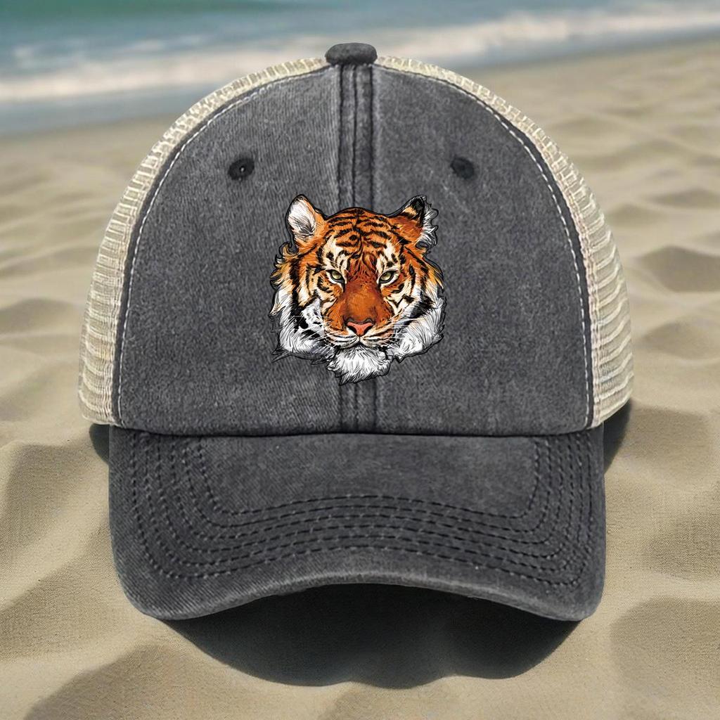 Кепка-кепка Snapback с реалистичным принтом головы тигра, спортивная кепка с изображением животных, разноцветная регулируемая пряжка, неэластичная летняя регулируемая бейсболка