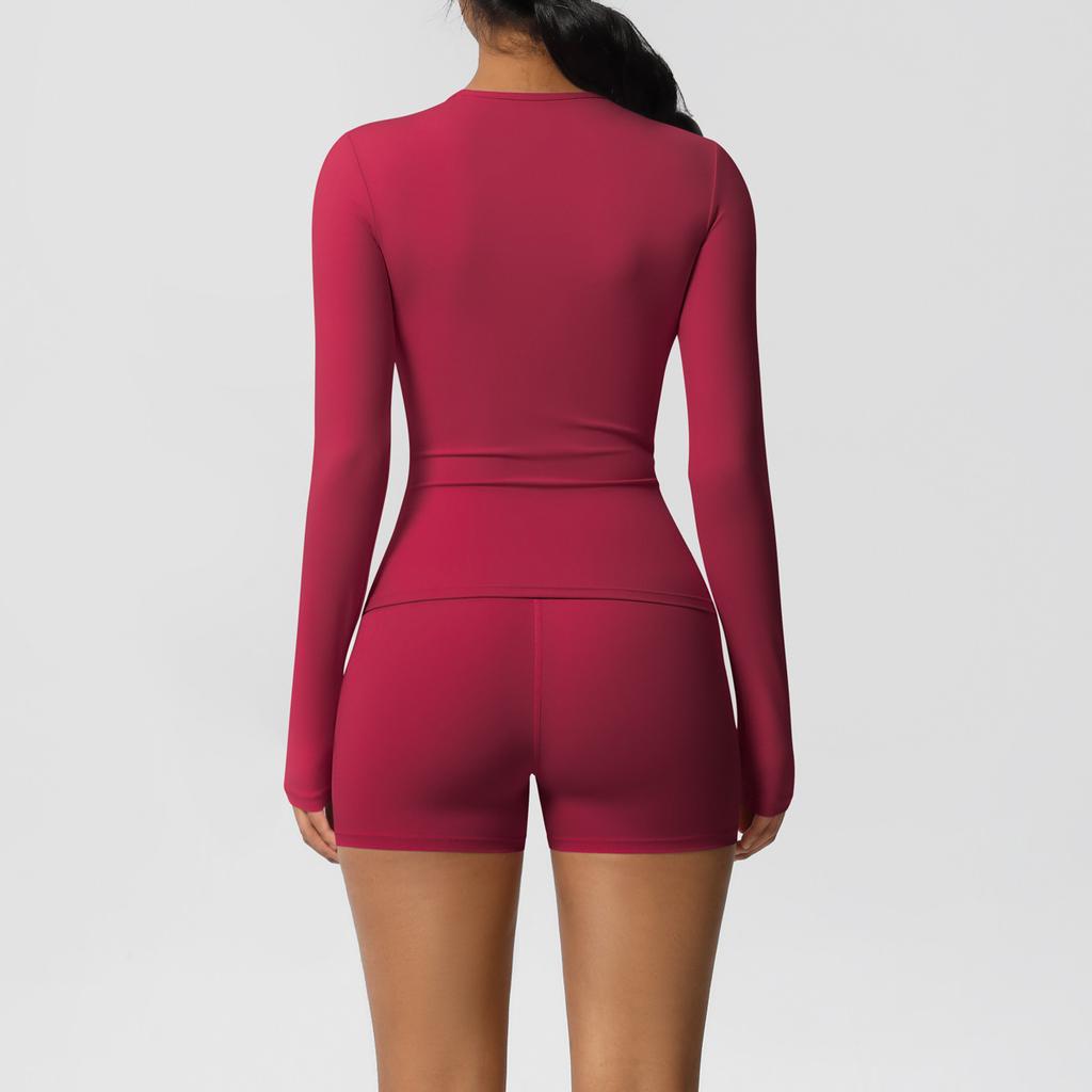 Nessaj Однотонный комплект для йоги, женская одежда для тренировок, шорты с высокой талией, рубашки с длинным рукавом, спортивная одежда для фитнеса