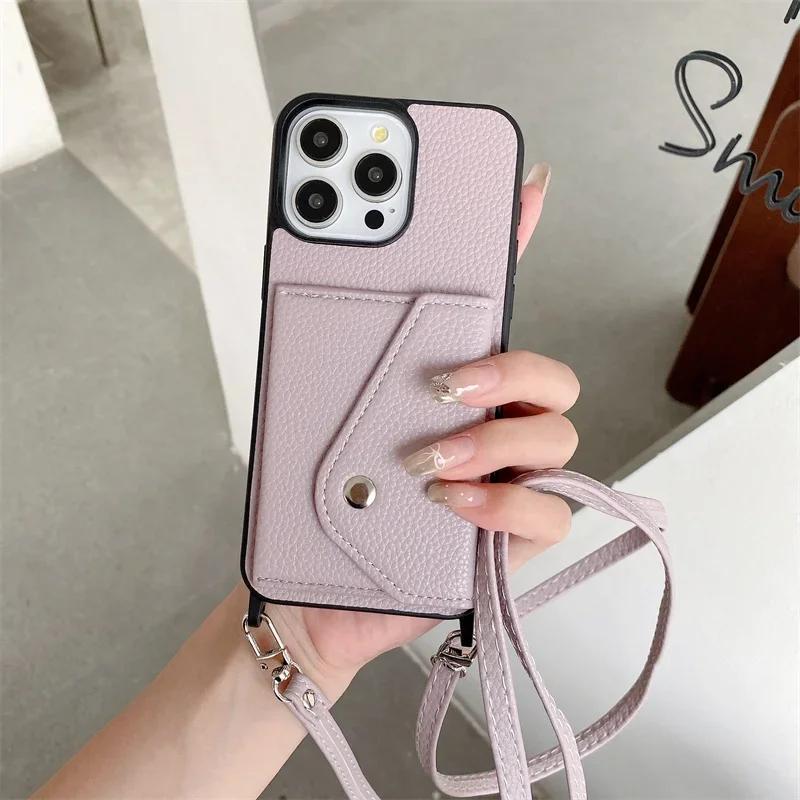Кошелек через плечо с держателем для карт, чехол для телефона для iPhone 13, 12, Mini, 16E, 16, 15 Plus, 14, 11 Pro Max, защитный чехол из искусственной кожи