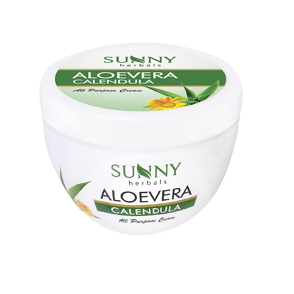 Sunny Herbals Крем для лица с алоэ вера и календулой 250 г | Увлажняющий, Сияющая кожа, Нежный для чувствительной кожи
