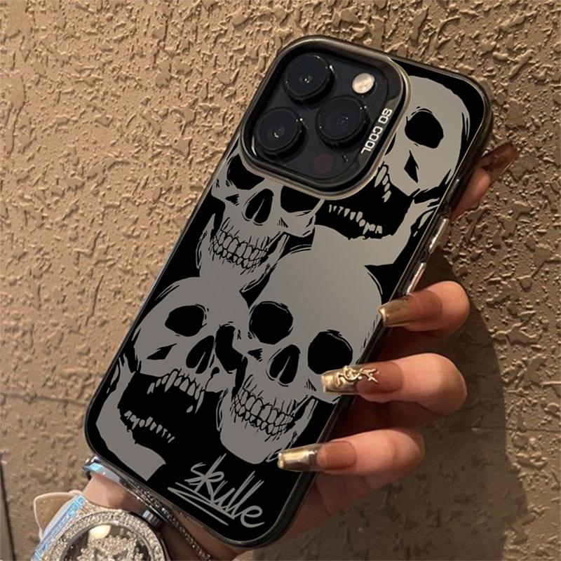 Gothic Skull Graffiti Pattern Design Protective Cover for iPhone 17 16 15 14 13 12 11 16E Series Pro Max Plus