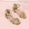 Children Summer Sequins High Heels Sandals Non-slip New Gold Princess Causal Girls Open-toe Sandals Fashion Kids Sandals