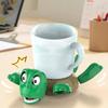 Panicked Turtle Coaster 3D Printed Cup Mat Изоляционная подставка для дома/офиса Декоративная подставка для чашки Держатель для кружки со смешным выражением лица