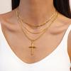 18-каратное настоящее золото с гальваническим покрытием, двойная цепочка, кулон-крест, ожерелье, нишевый предмет, украшение