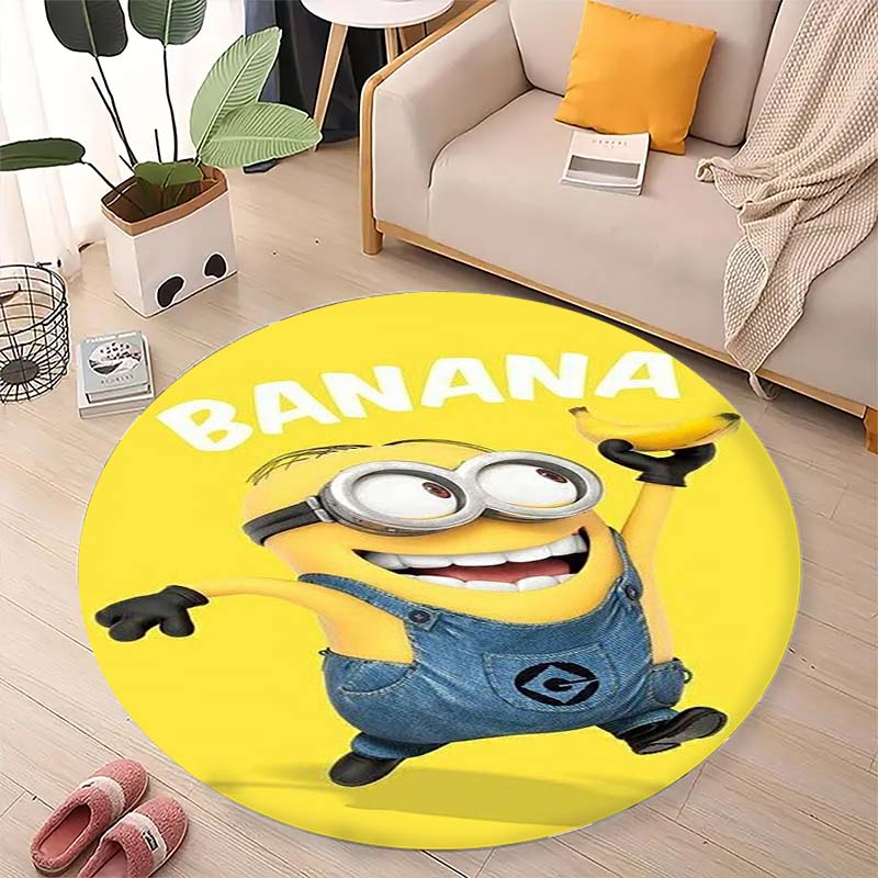Hot Sale Minions Round Rug Cute Cartoon Theme Circular Floor Mat For Kids Boys Bedroom Dorm Playroom Home Decoration