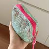 Квадратная сетчатая косметичка, пляжная сумка на молнии, красочные косметички для женщин, милый студенческий пенал, косметичка