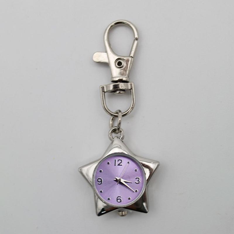Star Pocket Watch Clock Keychain Zinc Alloy Trinkets Bag Charms Original Design Creative Pendant