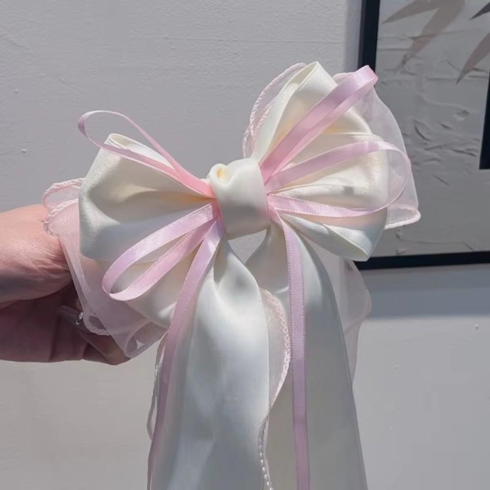 Lace Bow Ribbon Hair Clips Long Tails Ribbon Satin Hairpins Fashion Coquette Barrettes Women Girls