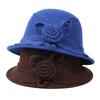 Autumn and Winter Woolen Top Hat Women's Yarn Top Hat Solid Color Woolen Hat Fashion Flower Lady Temperament Pot Hat