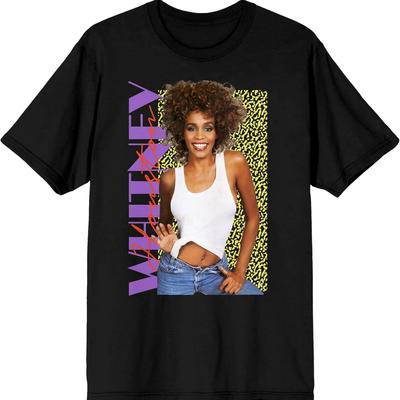 Мужская черная футболка Bioworld с надписью Whitney Houston 90-х годов