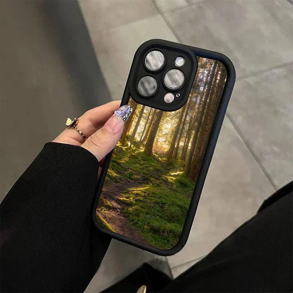 Чехол для телефона Лес Пляж Восход Горы Природа Для iPhone 11 12 13 14 15 16 17 Pro Max Ударопрочный Мягкий ТПУ Задняя крышка