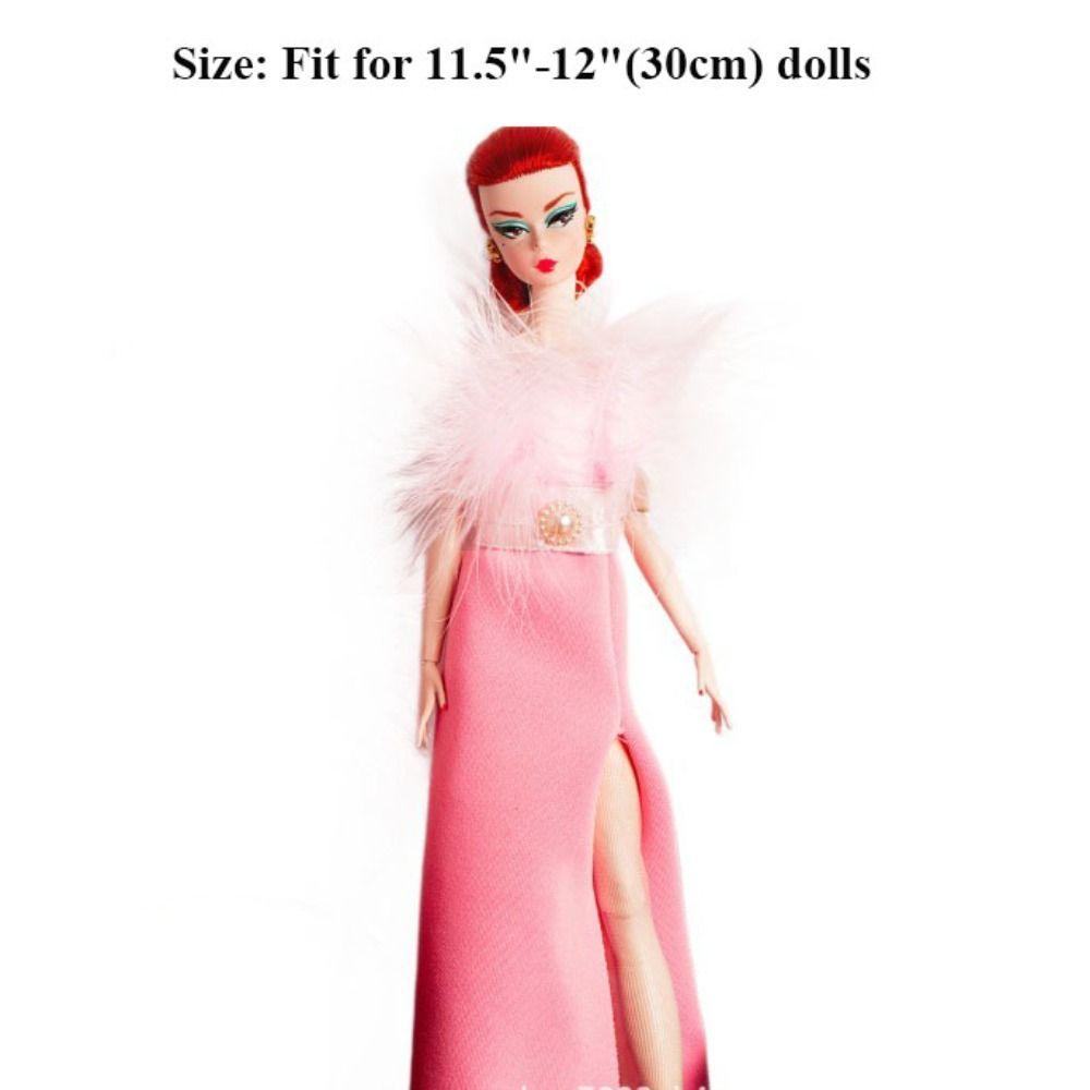 Европейская Мода Розовые Кружевные Платья с Обувью Ожерельем Роскошное Элегантное Вечернее Платье для 1/6 BJD 30см Кукол Супермоделей