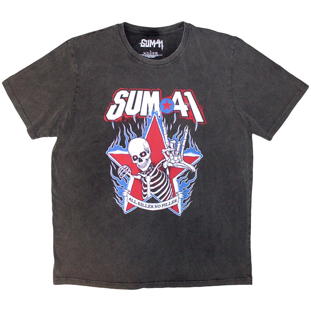Sum 41 Unisex Adult All Killer No Filler Skeleton Stone Wash T-Shirt