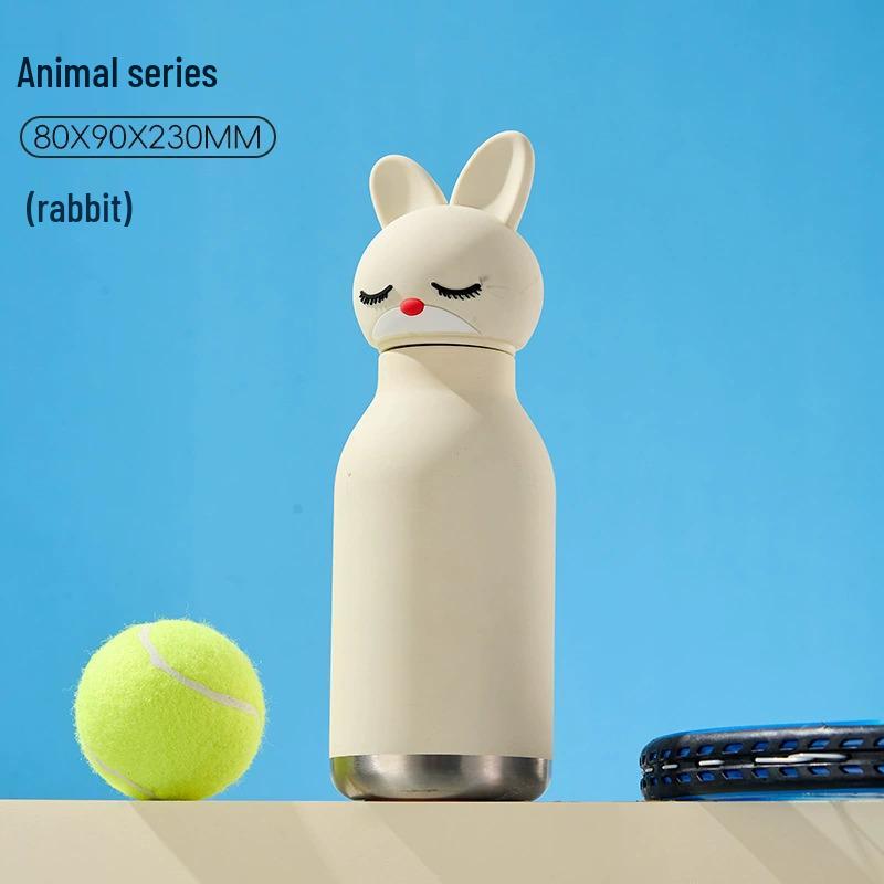 Детский термокружка объемом 450 мл с креативным дизайном в виде животных и крышкой в виде головы животного.