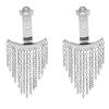 [Q5047] - Silver 'Cléopatra' Steel Designer Lobe Contour Earrings - 45x20 Mm