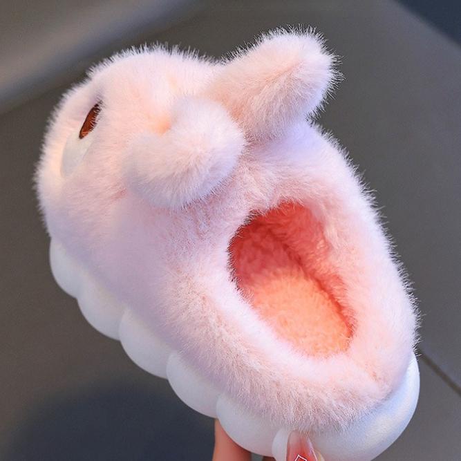 Милые уютные зимние тапочки на флисовой подкладке для девочек - Милый мультяшный дизайн, Мягкая подошва, Домашняя обувь с детскими тапочками