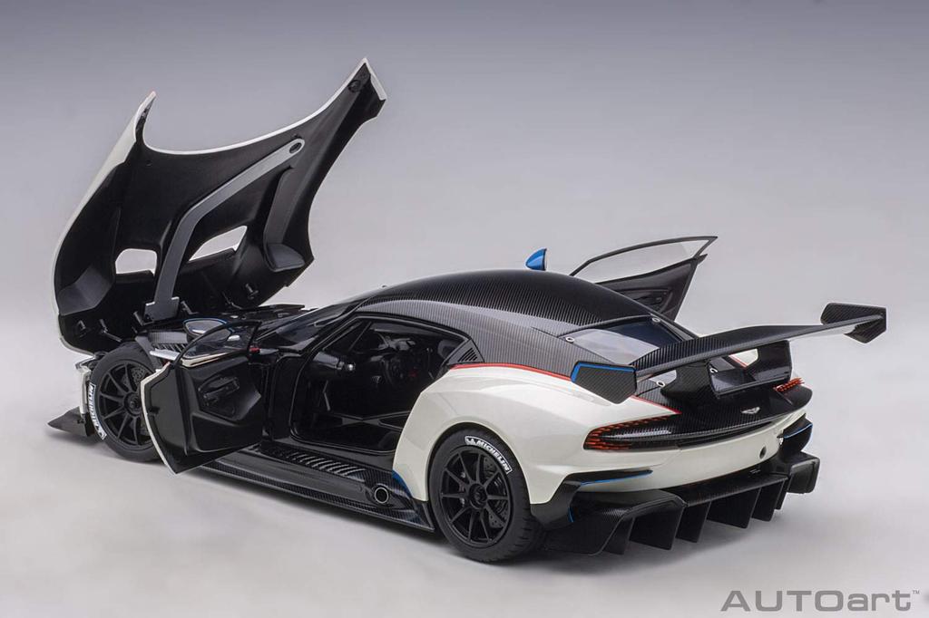 AUTOart 1/18 Scale Aston Martin Vulcan Metallic White with Blue & Red Stripes (Finished Product)