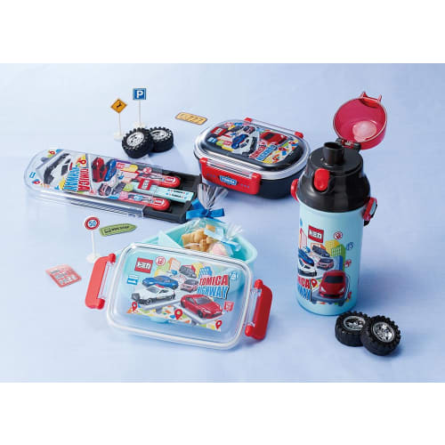 Skater Children's Water Bottle, 480ml, Direct Drinking, Plastic, One-Touch Operation, Dishwasher Safe, Made in Japan, Tomica 25, Boys', PSB5SANAG-A