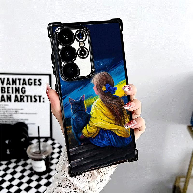 Blue Yellow Ukrainian Girl Plating Phone Case For Samsung Galaxy S24 S25 FE S26 Edge S23 Ultra S22 S21 Plus S20 Anti-Fall Airaba