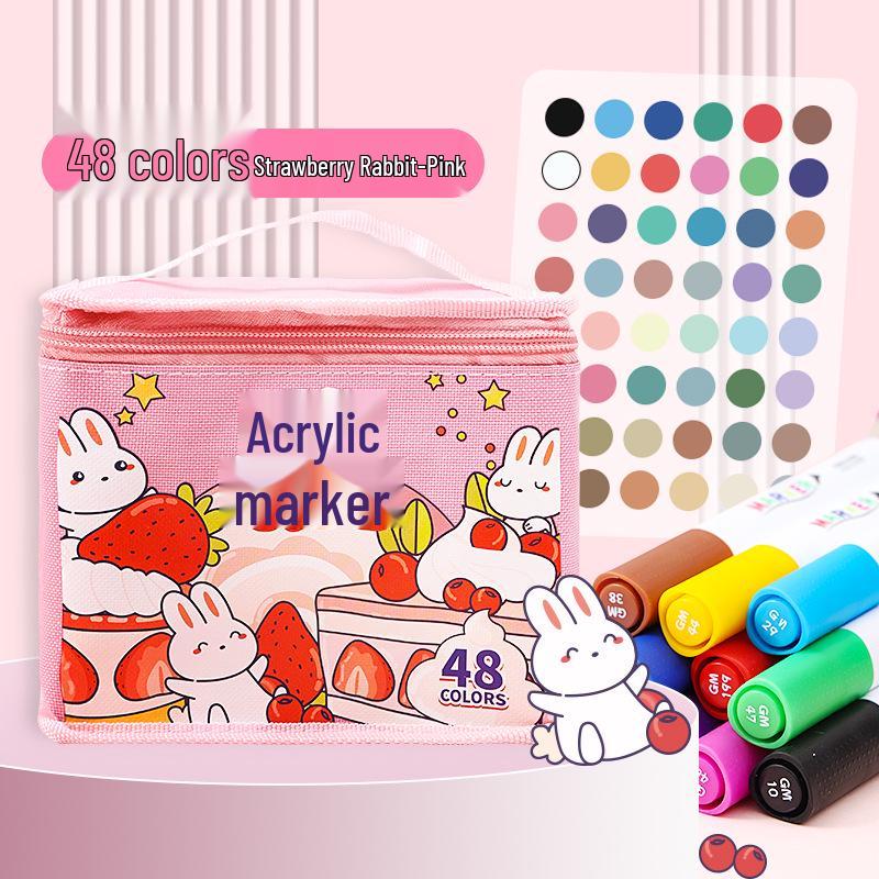 60-Color Acrylic Brush Markers Set - Opaque, Layerable, Waterproof, DIY Graffiti Pens for Kids