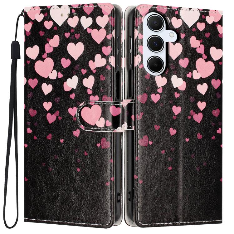 Colorful Painting Vegan Leather Flip Phone Case For Samsung Galaxy A36 5G, Wallet Card Slot Kickstand With Lanyard Protective Cover