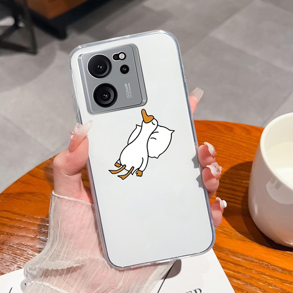 Прозрачный чехол для Xiaomi 13T Pro, мягкий ТПУ силикон, милый мультяшный задний чехол для Xiaomi 13 T 13TPro, противоударный, легкий