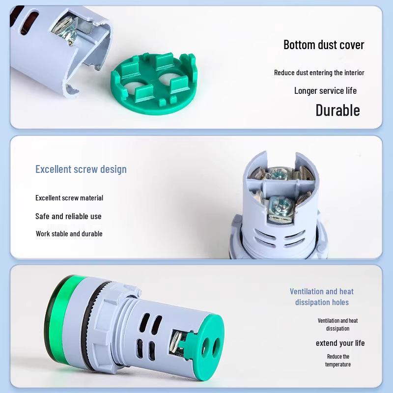 22mm Dual Display LED Voltage Current Frequency Meter - Round/Square