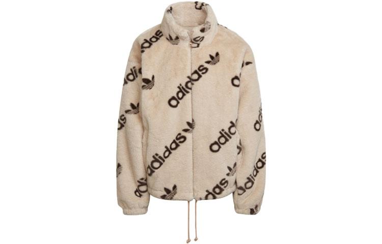 adidas Оригинальная куртка из искусственного меха Cr Женская Красно-розовая Куртка с воротником-стойкой на флисовой подкладке с длинным рукавом HM4884