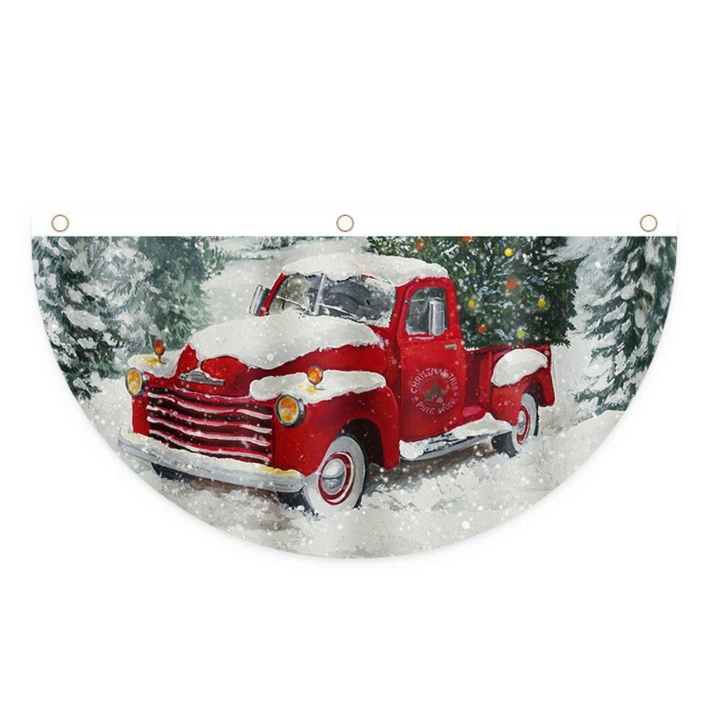 Snowman Christmas Bunting Fan Flag Polyester Christmas Railing Hanging Pendant  Christmas