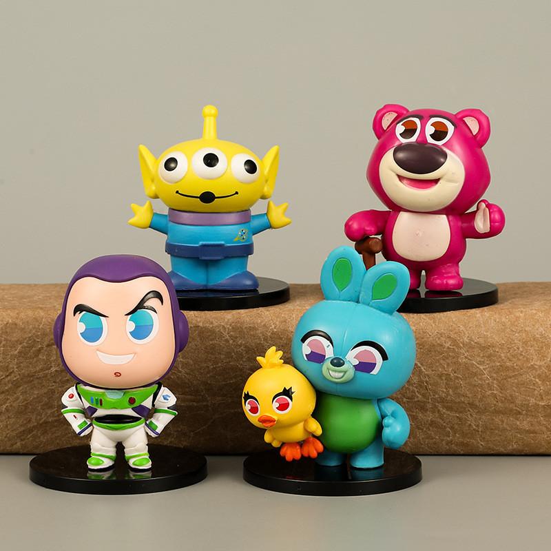Charming Pink Bear Rabbit Alien Cartoon Figurines Pvc Anime Characters 8cm Set