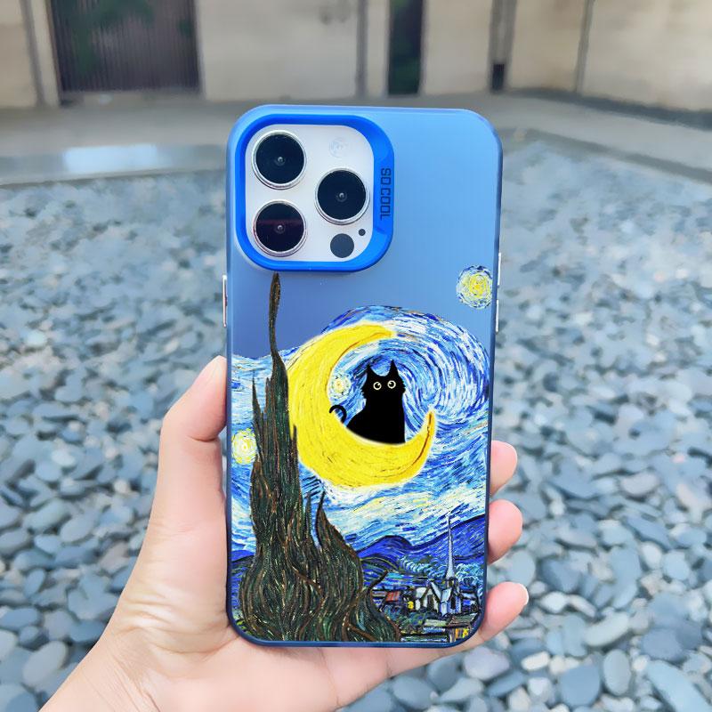 Клод Моне Забавная Кошка Искусство Чехол для Телефона Для iPhone 14 15 Pro Max Plus 11 12 13 Pro Max 13 Mini Чехол Ударопрочный Матовый Лазерный Coque