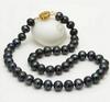 Huge 18" 9-10MM TAHITIAN NATURAL BLACK PEARL NECKLACE
