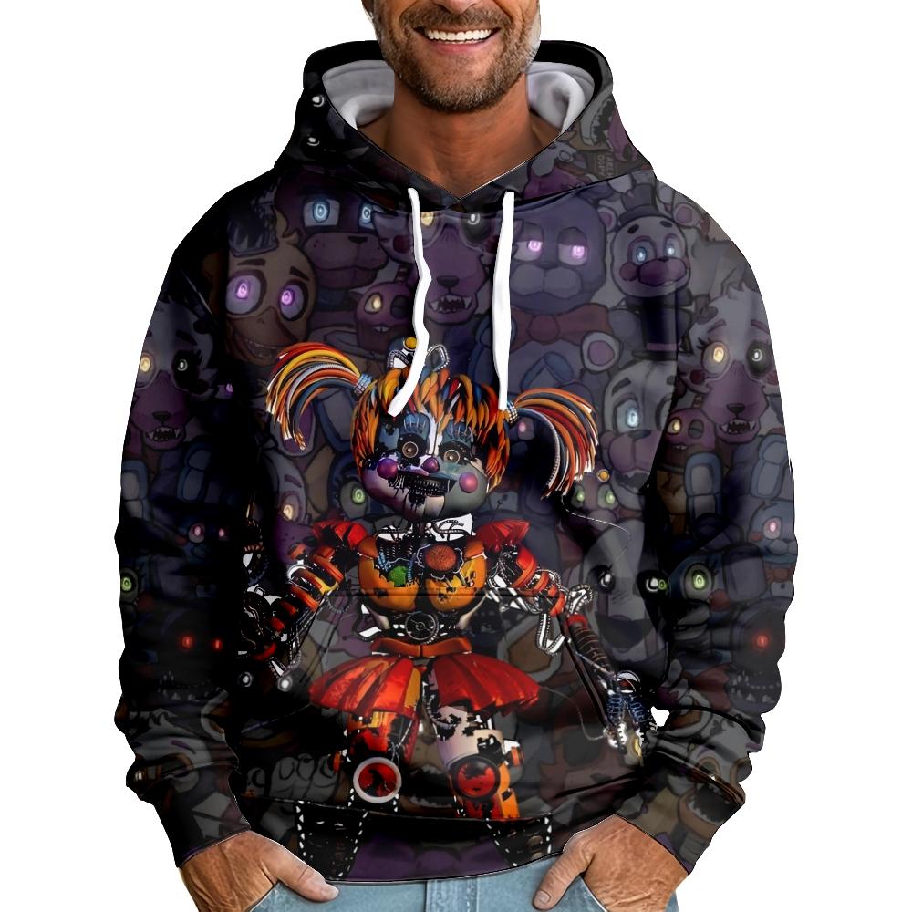 Men Women Hoodie Streetwear Casual Five Nights At Freddy's Cartoon Printed Hooded Pullover Sweatshirts