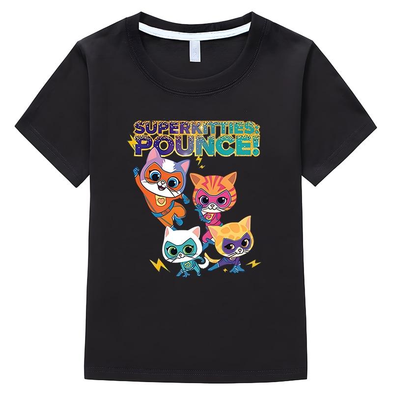 Детская футболка New Game Super Kitties, летние хлопковые топы с короткими рукавами y2k, цельная футболка для детей, одежда для мальчиков и девочек 10 лет, футболка с аниме