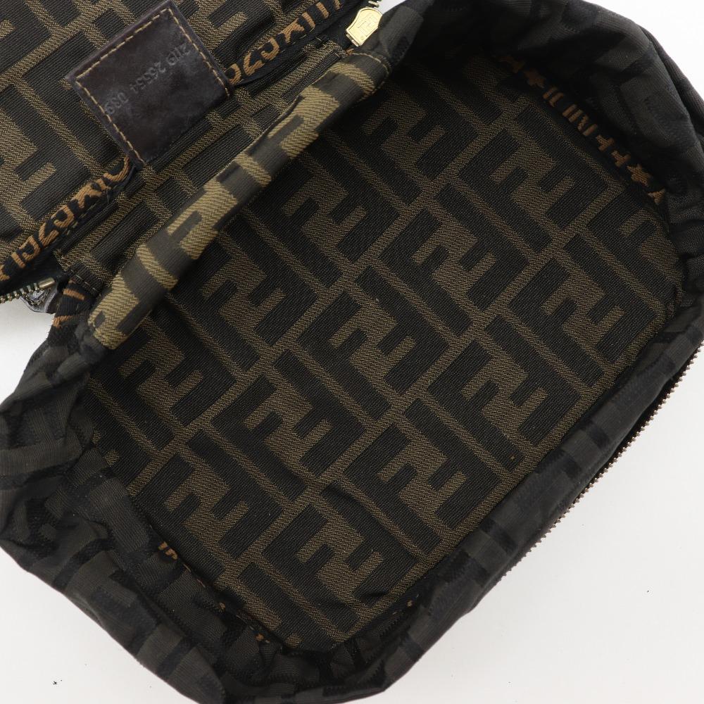 FENDI Folding vanity Pouch Zucca Brown Nylon canvas Women Used