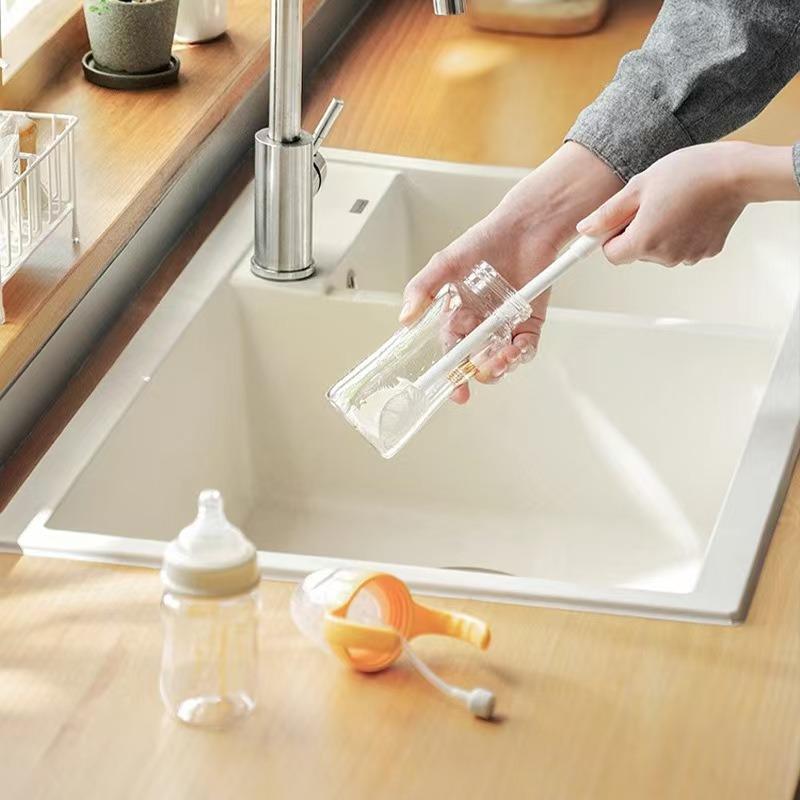 Long Handle Silicone Bend Brush for Dead Angle Cleaning - Multipurpose for Baby Bottles & Tea Stains