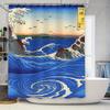 Шторка для душа Whirlpool Съемная Водонепроницаемая Домашний Декор Настенное Украшение для Ванной Комнаты Печать Пользовательский Размер Синий Дизайн с Волнами