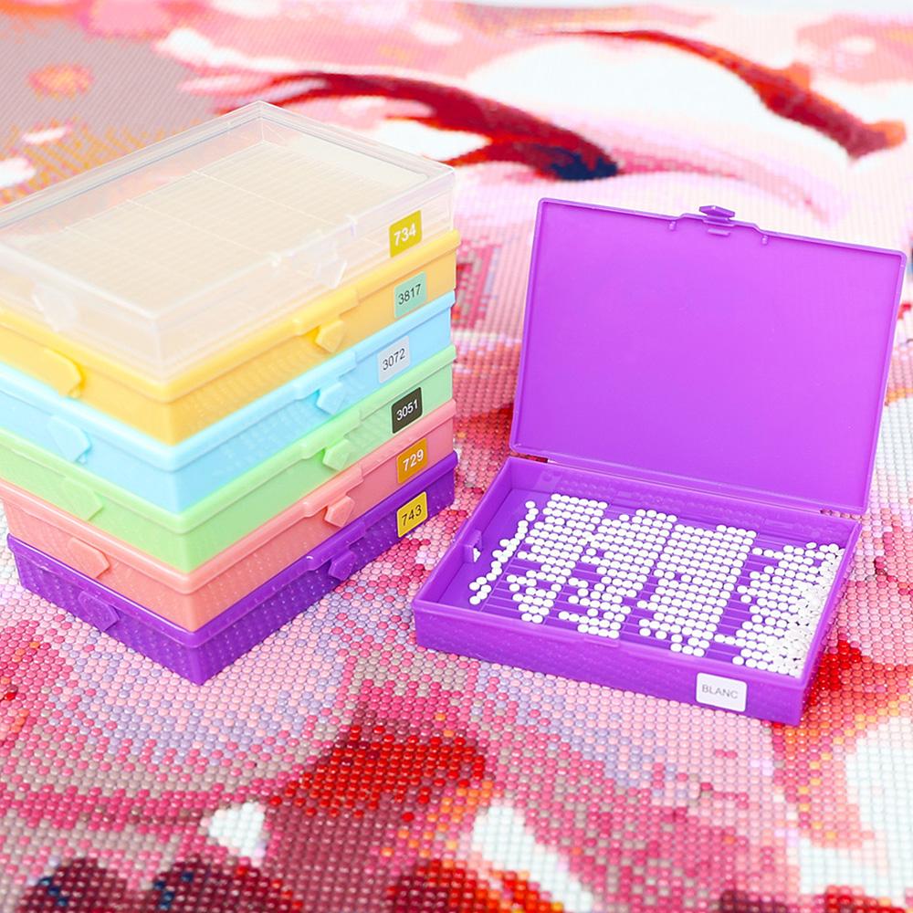 Новый лоток для алмазной мозаики DIY в макаронных цветах, Многофункциональный лоток с откидной крышкой для хранения страз, Удобное размещение страз